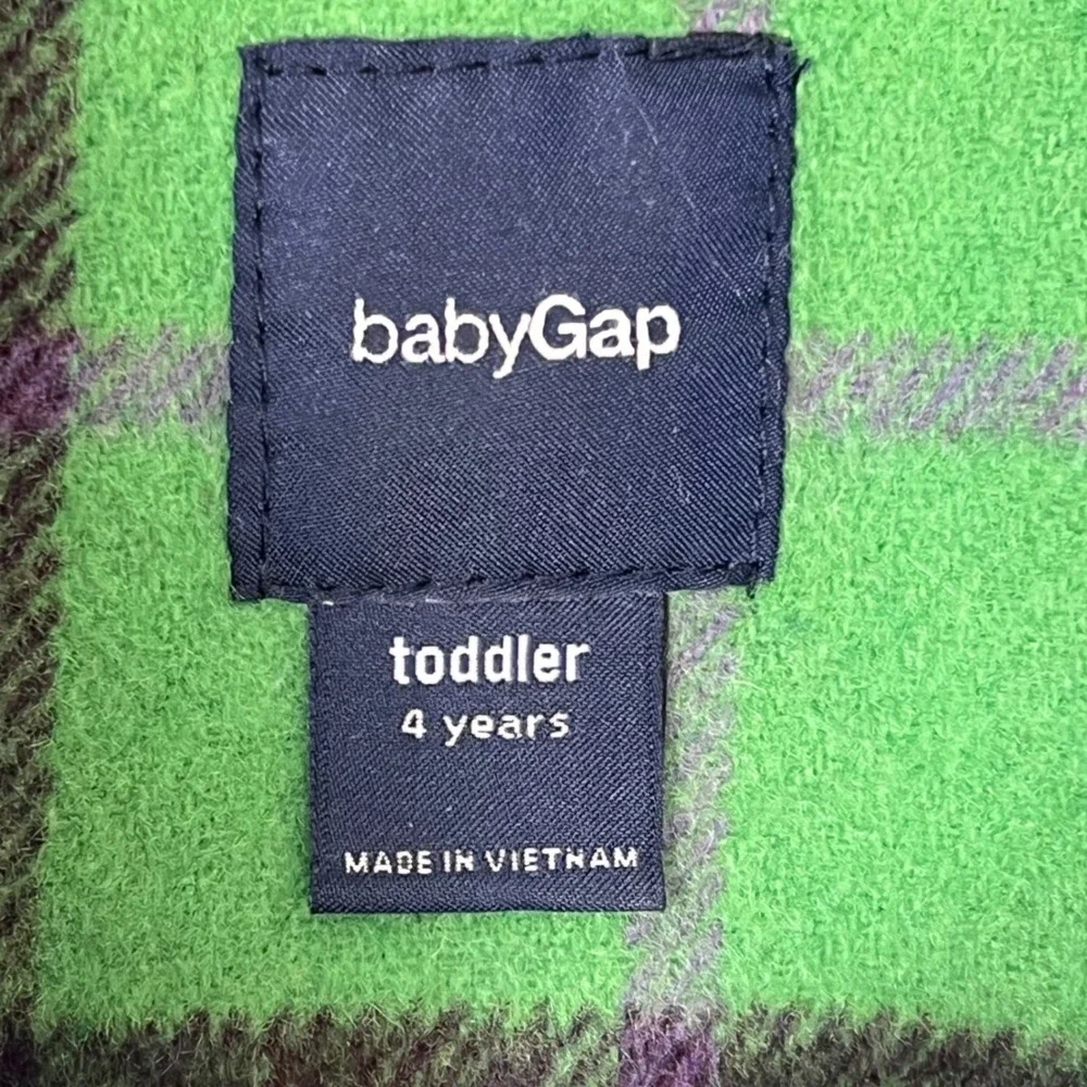 babyGap Toddler Girls Green Blue‎ Plaid Wool Blend Double Breasted Pea Coat 4Y